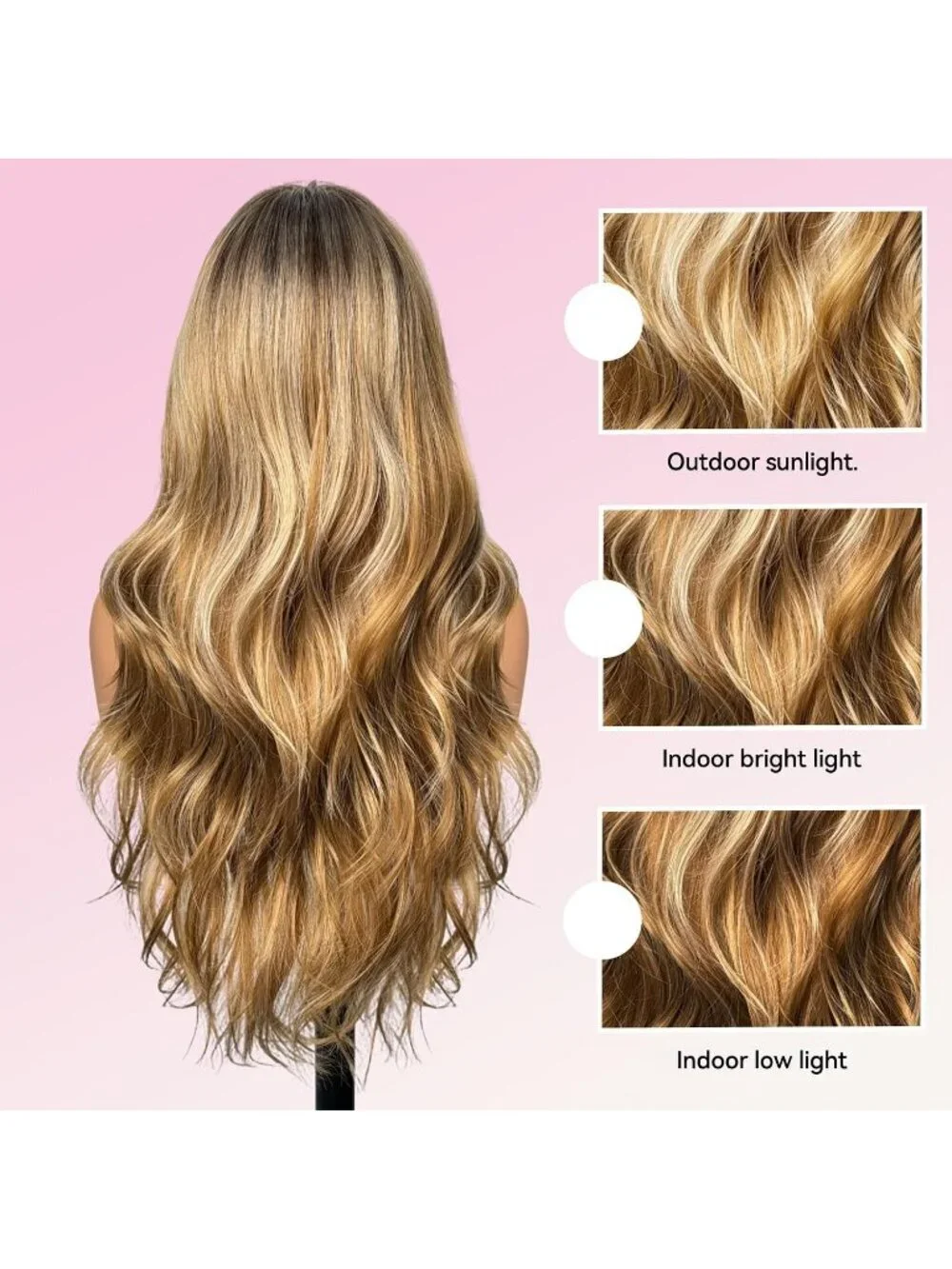 Women's Light Brown 24 Inch Heat Resistant Synthetic Short Wavy Long Curly Wigs - Picture 6 of 6